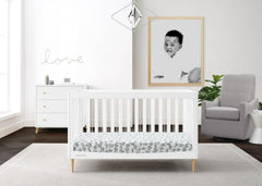 Delta Children Austin Acrylic 4 - in - 1 Convertible Baby Crib - Greenguard Gold Certified. Bianca White/Natural