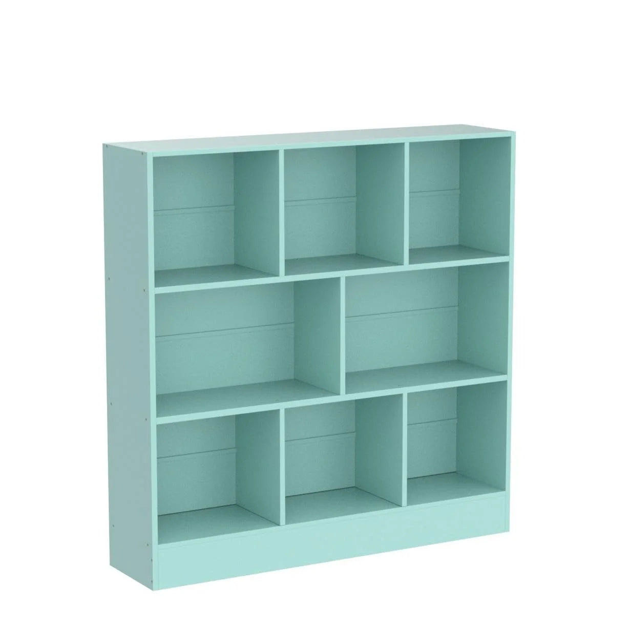 8 Cube Bookshelf with Base, 3 Tier Modern Mint - Green Bookcase, Standing Wide Bookshelves Storage Organizer Toy Shelf, Wood Display Children'S Book Shelves for Bedroom, Living Room, Nursery
